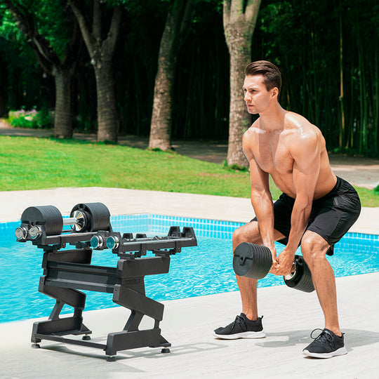 Snode Adjustable Dumbbells AD80 Adjustable Dumbbell + Stand Bundle