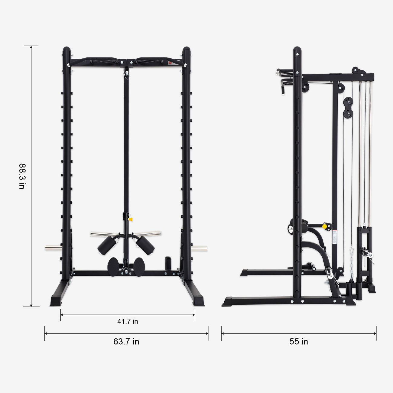 Altas Strength Squat Racks AL-6008 Squat Machine with Lat Pulldown & Low Row