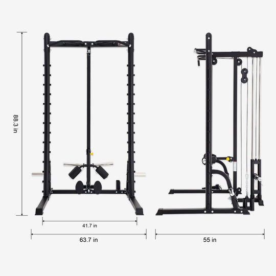 Altas Strength Squat Racks AL-6008 Squat Machine with Lat Pulldown & Low Row