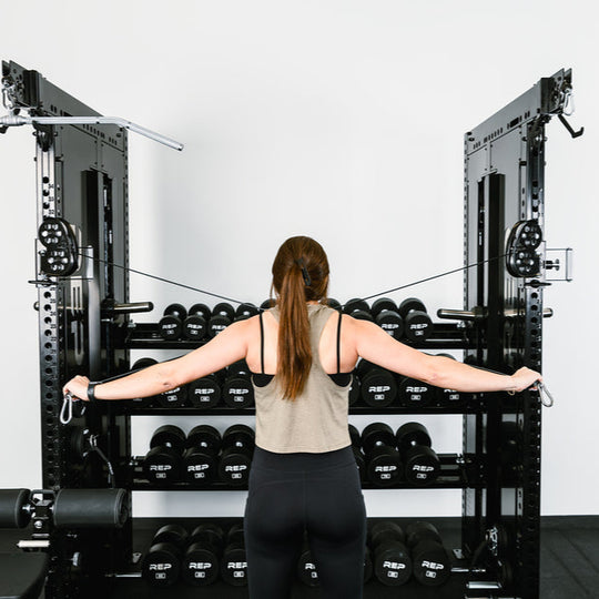 REP Home Gyms Plate Loaded + Selectorized Adonis Dual Cable Tower with Storage