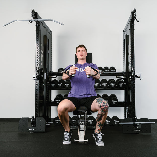 REP Home Gyms Plate Loaded + Selectorized Adonis Dual Cable Tower with Storage