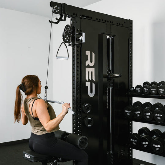 REP Home Gyms Plate Loaded + Selectorized Adonis Dual Cable Tower with Storage