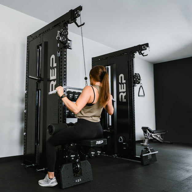 REP Home Gyms Plate Loaded + Selectorized Adonis Dual Cable Tower with Storage