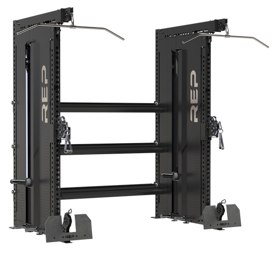 REP Home Gyms Plate Loaded + Selectorized Adonis Dual Cable Tower with Storage