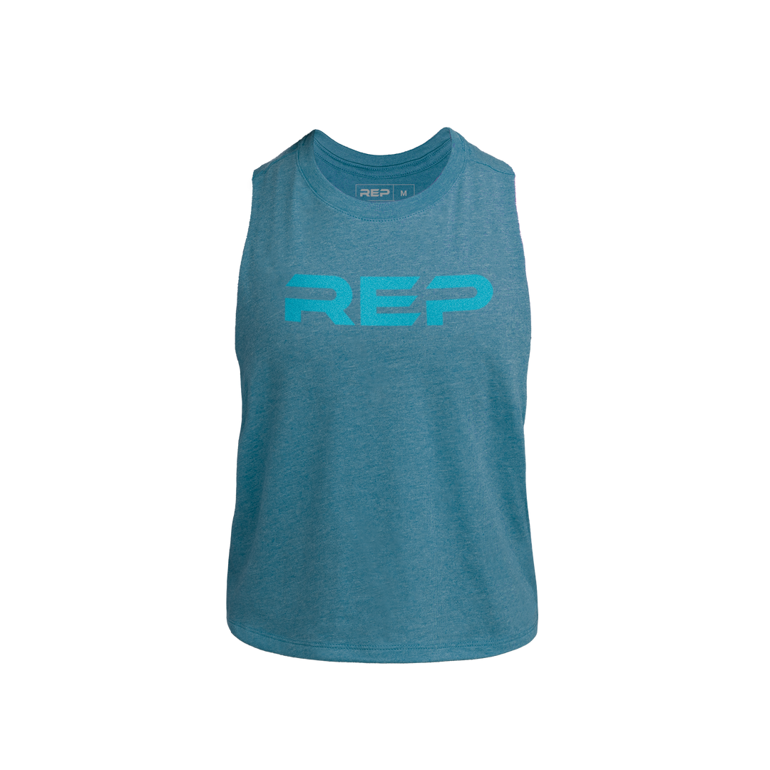 REP Fitness Apparel Teal / X-Small Women's Daily Driver Cropped Dual-Blend Tank