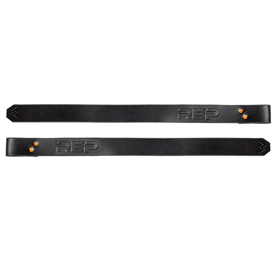 REP Fitness Cable Attachments Black Leather Lifting Straps