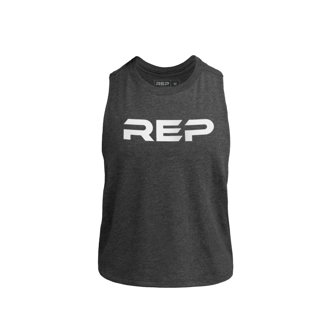 REP Fitness Apparel Charcoal / X-Small Women's Daily Driver Cropped Dual-Blend Tank
