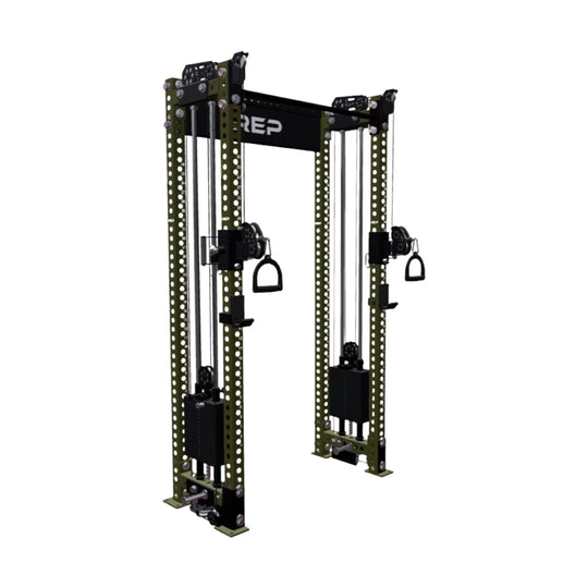 REP Fitness All-In-Ones 4-Post / 80" + 16" / Army Green Athena Side-Mount Functional Trainer Builder