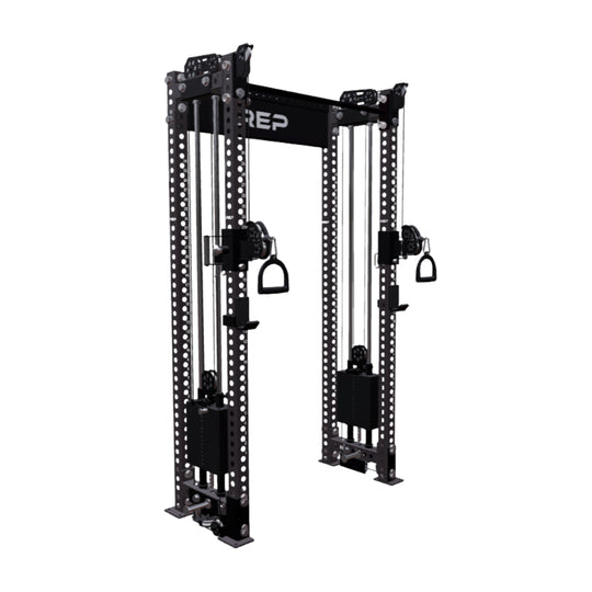 REP Fitness All-In-Ones 4-Post / 80" + 16" / Matte Black Athena Side-Mount Functional Trainer Builder