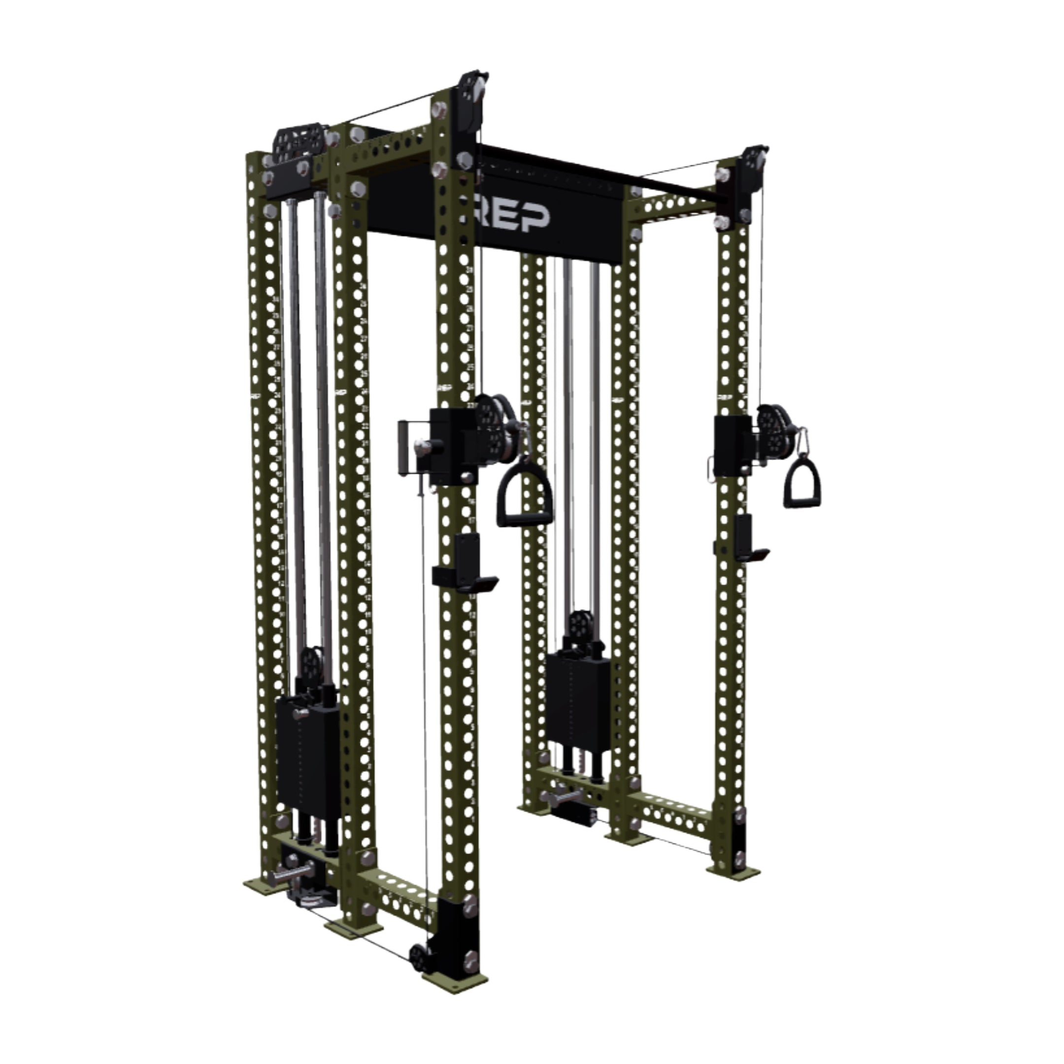 REP Fitness All-In-Ones 6-Post / 80" + 16" / Army Green Athena Side-Mount Functional Trainer Builder