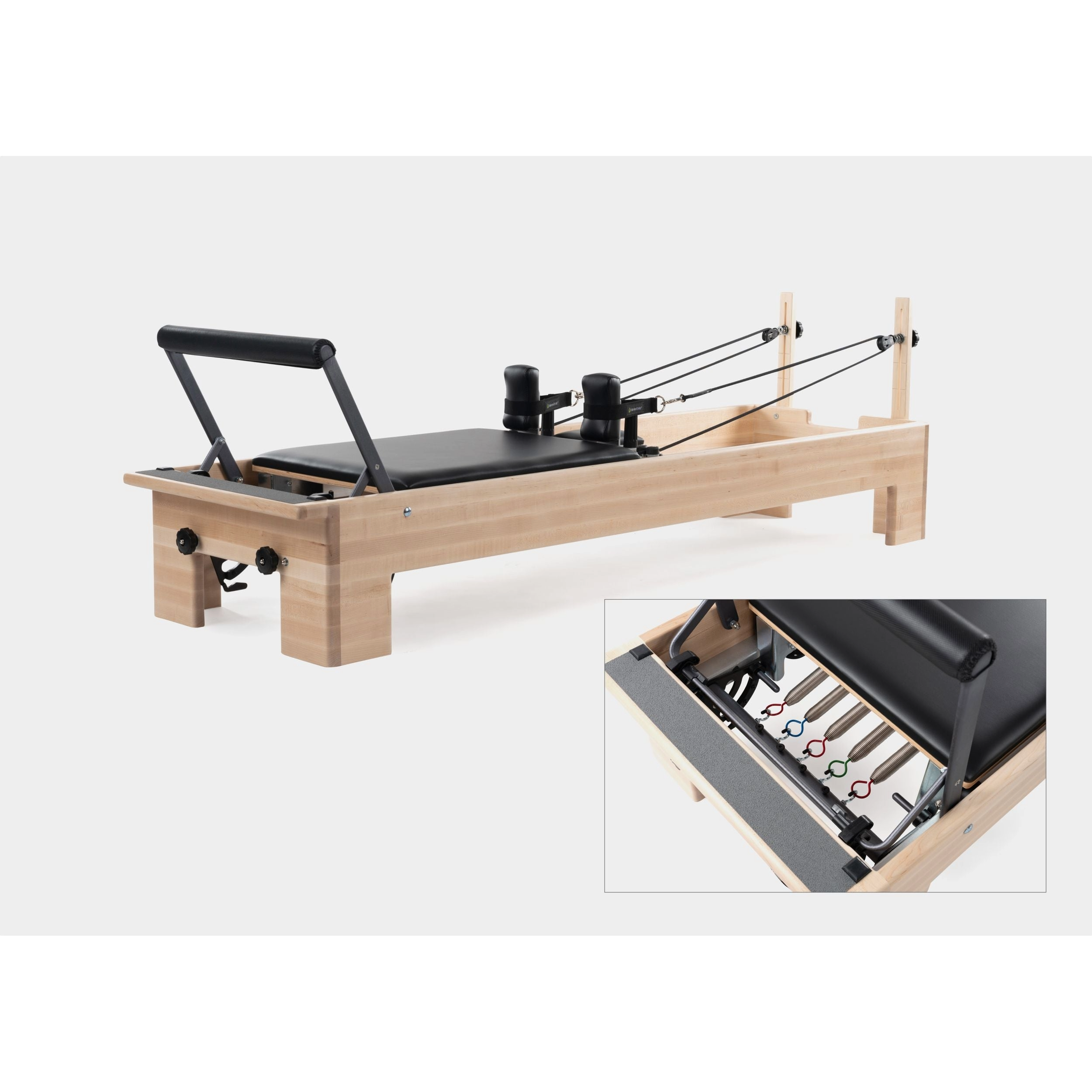 Balanced Body Reformers Black / Revo Footbar - Revo Springbar Studio Reformer