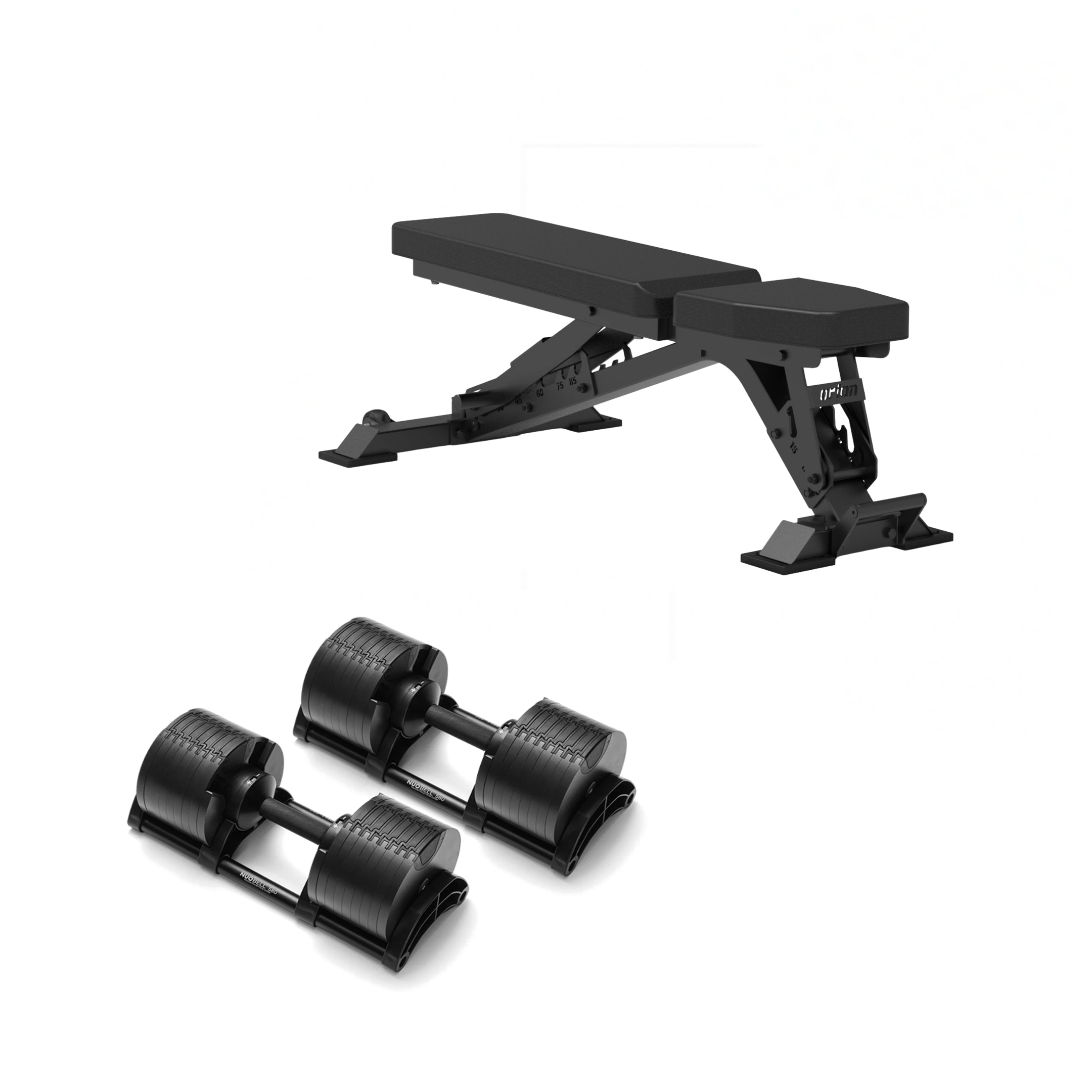 NÜOBELL Adjustable Dumbbells 550 + Bench / Black Adjustable Dumbbell Set + Elite FID 2.0 Bench Bundle