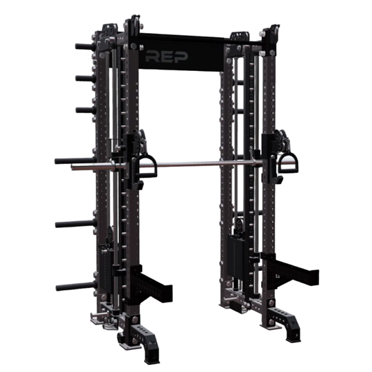 REP Fitness Functional Trainers 4-Post / 80" + 26" / Matte Black Summit All-In-One Trainer with Athena