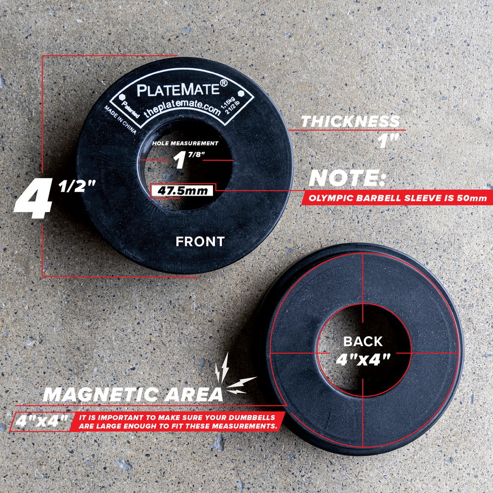 PlateMate Lifting Accessories 2.5 LB Magnetic Donut Dumbbell Weights (Pair)