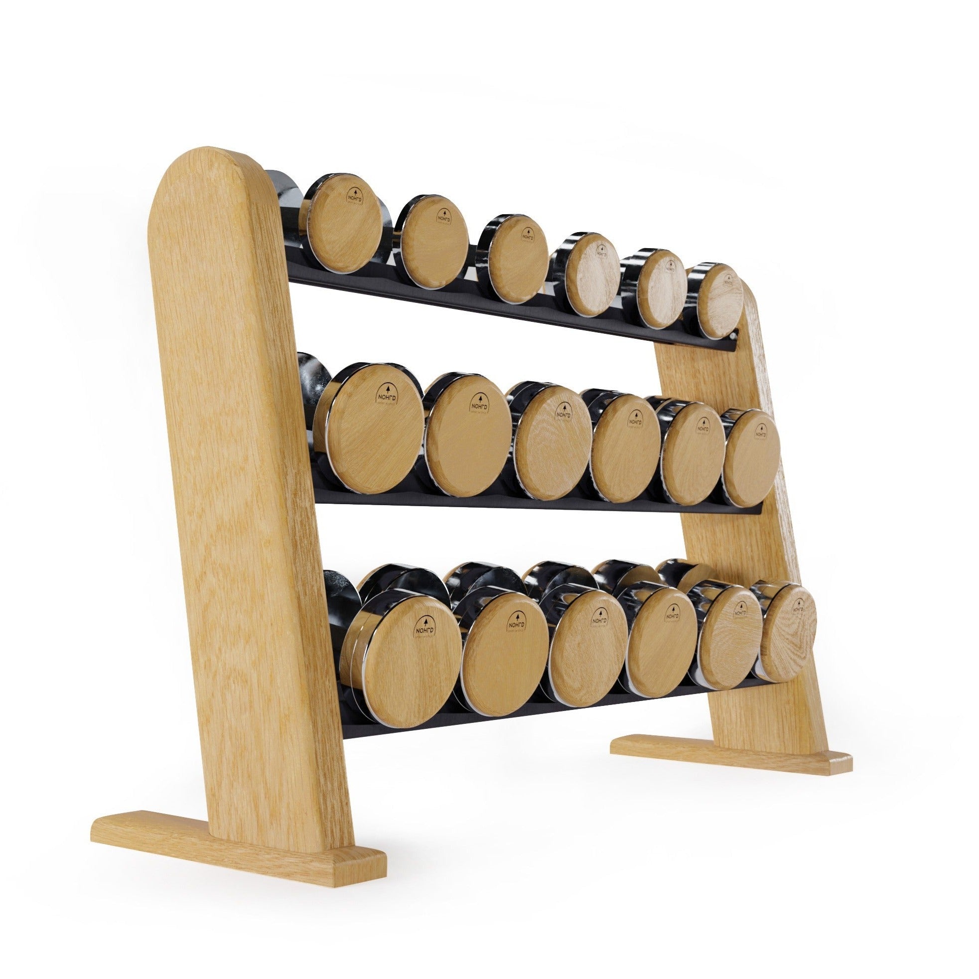 NOHrD Dumbbells Oak Dumbbell Set with Rack Dumbbell Set | 5-25kg (10lb-55lb)